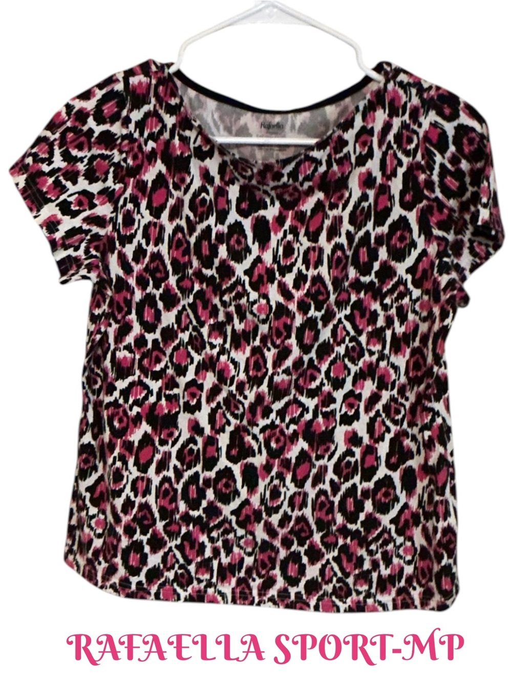 🌼Rafaella Sports Pink Leopard Print Short Sleeve Top